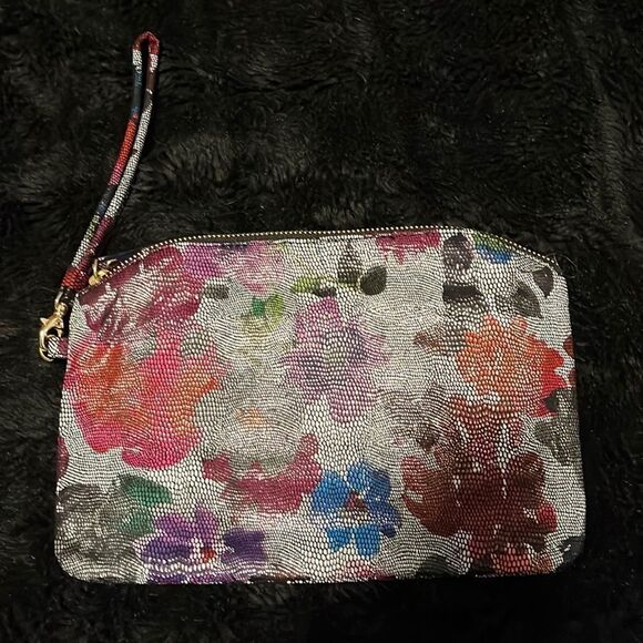 LODIS Floral Metallic Wristlet Pouch New without Tags - Picture 1 of 4
